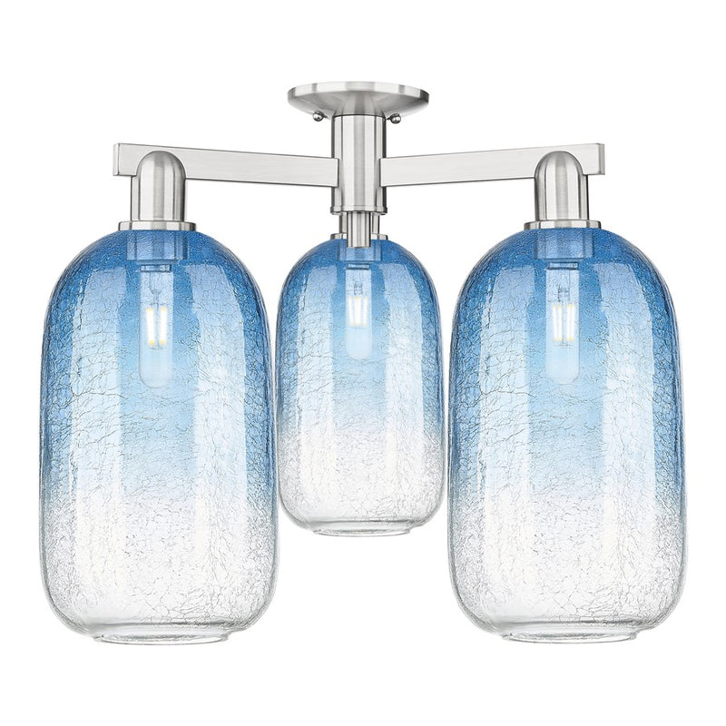 Innovations Brookhaven Cloche 3Lt 25" Semi-Flush, SN/SB - 716-3F-SN-G482-7SB