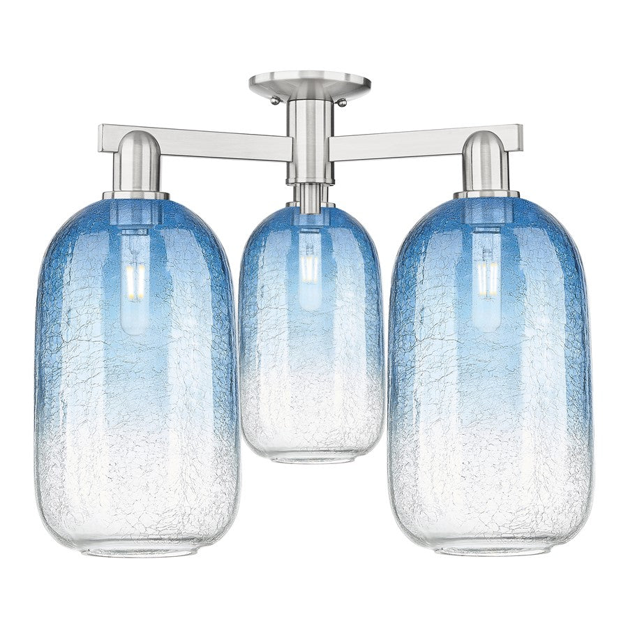 Innovations Brookhaven Cloche 3Lt 25" Semi-Flush, SN/SB - 716-3F-SN-G482-7SB