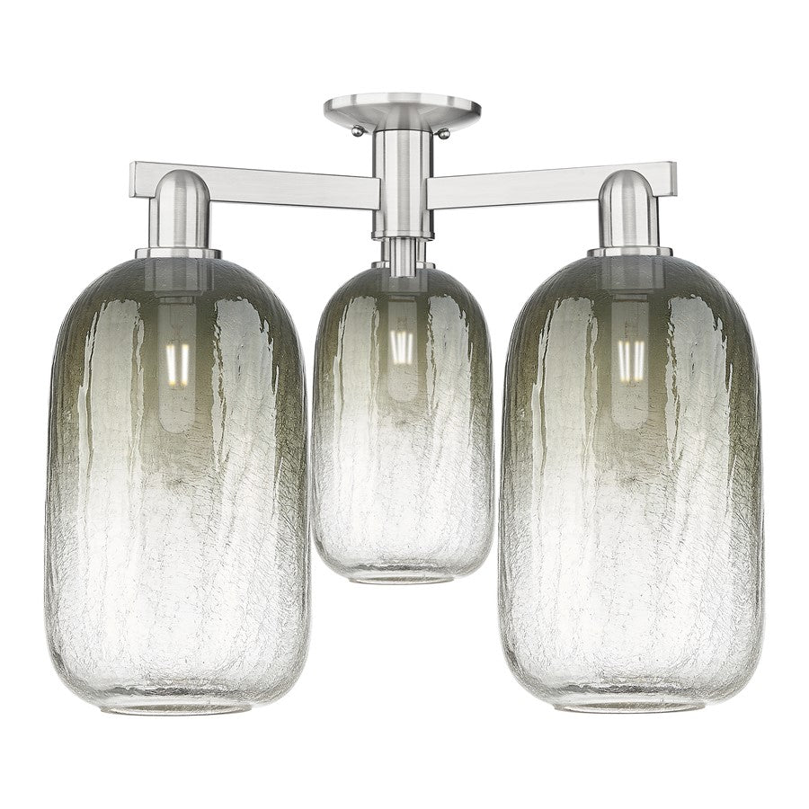 Innovations Brookhaven Cloche 3Lt 25" Semi-Flush, SN/Slate - 716-3F-SN-G482-7SL