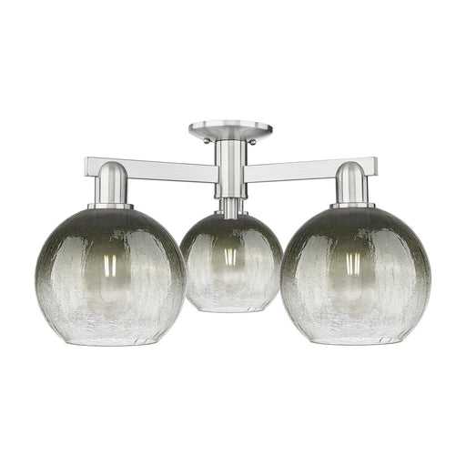 Innovations Brookhaven Globe 25in 3-Light Semi-Flush Mount | Industrial Brushed Satin Nickel and Slate Glass | Living Room & | Model 716-3F-SN-G483-8SL