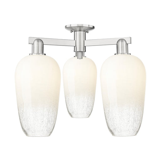 Innovations Brookhaven Flute 3Lt 25" Semi-Flush, SN/Opal - 716-3F-SN-G484-7OP