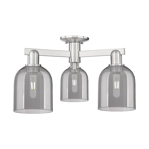Innovations Bella 23in 3-Light Semi-Flush | Industrial Brushed Satin Nickel and Light Smoke Glass | Living Room & Dining Room | Model 716-3F-SN-G558-6SM