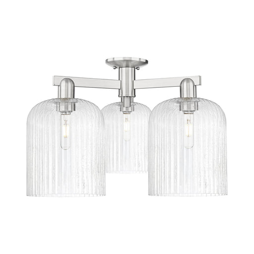 Innovations Bridal Veil 26in 3-Light Semi-Flush Mount | Industrial Brushed Satin Nickel and Seedy Glass | Living Room & | Model 716-3F-SN-G559-8SDY