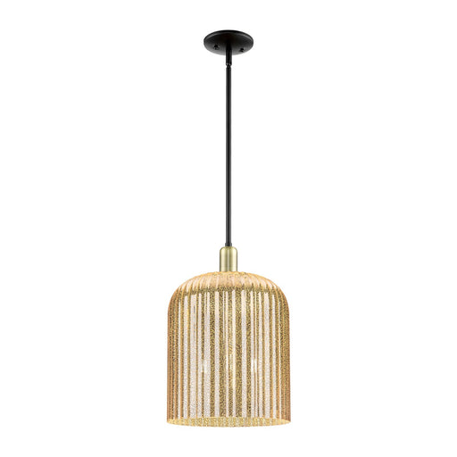 Innovations Bridal Veil 12in 1-Light Mini Pendant | Industrial Black Antique Brass Steel and Mercury Ribbed Glass | Kitchen | Model 716-3S-BAB-G559-12ME