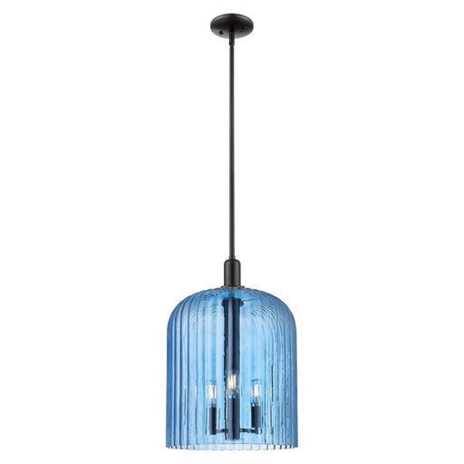 Innovations Bridal Veil 3Lt 12" Stem Mini Pendant, BK/Blue - 716-3S-BK-G559-12BL