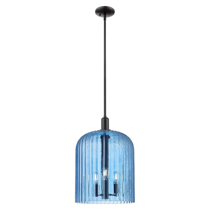 Innovations Bridal Veil 3Lt 12" Stem Mini Pendant, BK/Blue - 716-3S-BK-G559-12BL