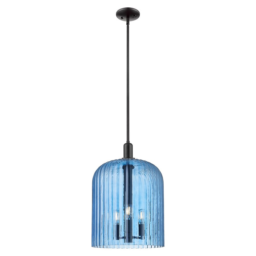 Innovations Bridal Veil 3Lt 12" Stem Mini Pendant, BK/Blue - 716-3S-BK-G559-12BL