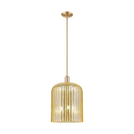 Innovations Bridal Veil 12in 1-Light Mini Pendant | Industrial Champagne Bronze Steel and Mercury Ribbed Glass | Kitchen | Model 716-3S-CB-G559-12ME