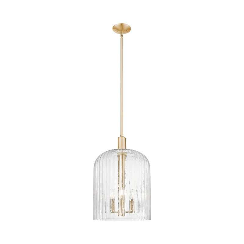 Innovations Bridal Veil 12in 1-Light Mini Pendant | Industrial Champagne Bronze Steel and Seedy Ribbed Glass | Kitchen Island | Model 716-3S-CB-G559-12SDY