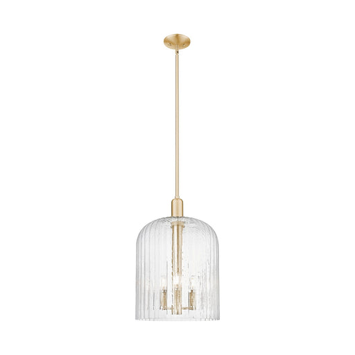 Innovations Bridal Veil 12in 1-Light Mini Pendant | Industrial Champagne Bronze Steel and Seedy Ribbed Glass | Kitchen Island | Model 716-3S-CB-G559-12SDY