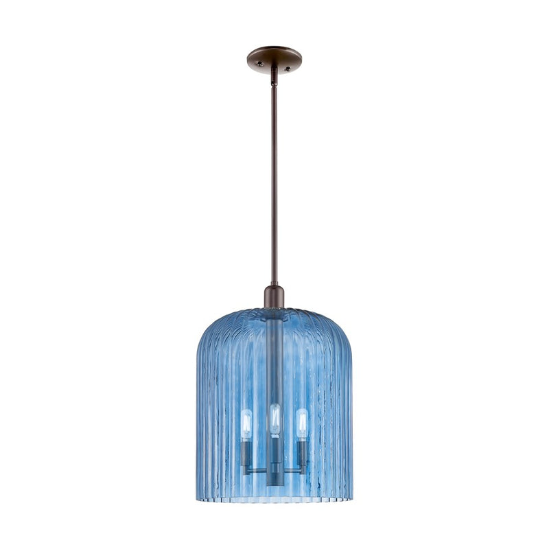 Innovations Bridal Veil 3Lt 12" Stem Mini Pendant, OB/Blue - 716-3S-OB-G559-12BL