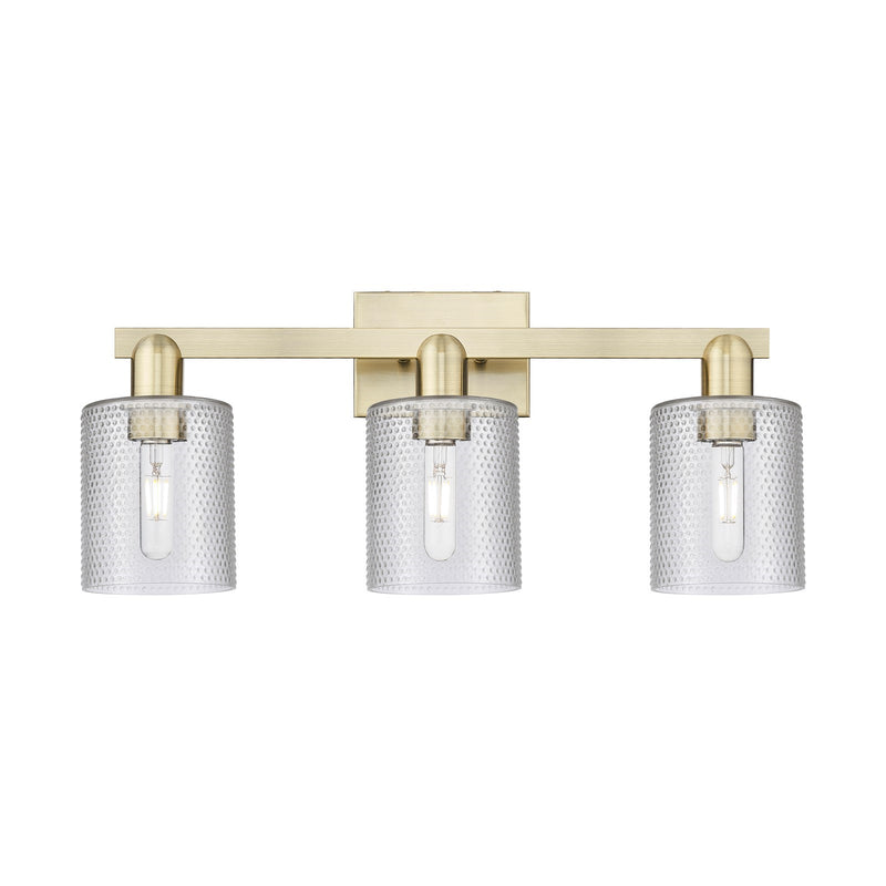 Innovations Cobbleskill 24in 3-Light Bath Vanity Light | Industrial Antique Brass and Clear Glass | Bathroom Vanity | 24 x 10.75 x | Model 716-3W-AB-G112