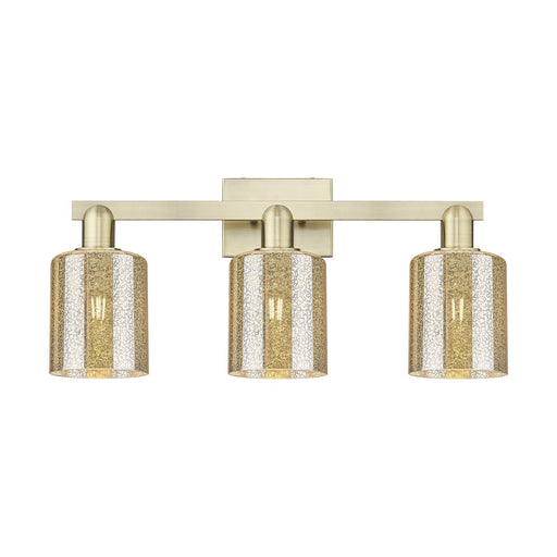 Innovations Cobbleskill 24in 3-Light Bath Vanity Light | Industrial Antique Brass Steel and Mercury Glass | Bathroom Vanity | 24 x | Model 716-3W-AB-G116