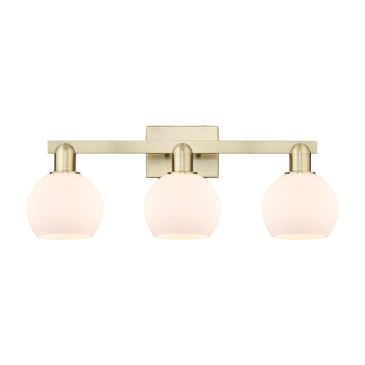 Innovations Athens 25in 3-Light Bath Vanity Light | Industrial Antique Brass and Matte White Glass | Bathroom Vanity | 24.88 x | Model 716-3W-AB-G121-6