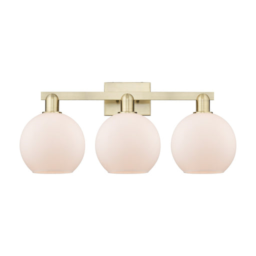 Innovations Athens 27in 3-Light Bath Vanity Light | Industrial Antique Brass Steel and Matte White Glass | Bathroom Vanity | 27 x | Model 716-3W-AB-G121-8