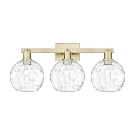 Innovations Athens Water Glass 27in 3-Light Bath Vanity | Industrial Antique Brass Steel and Clear Glass | Bathroom Vanity & | Model 716-3W-AB-G1215-8