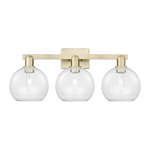 Innovations Athens 27in 3-Light Bath Vanity Light | Industrial Antique Brass Steel and Clear Glass | Bathroom Vanity | 27 x 11.75 | Model 716-3W-AB-G122-8