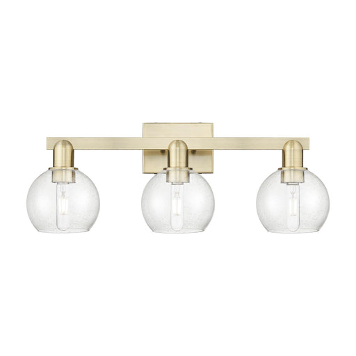 Innovations Athens 25in 3-Light Bath Vanity Light | Industrial Antique Brass Steel and Seedy Glass | Bathroom Vanity | 24.88 x | Model 716-3W-AB-G124-6