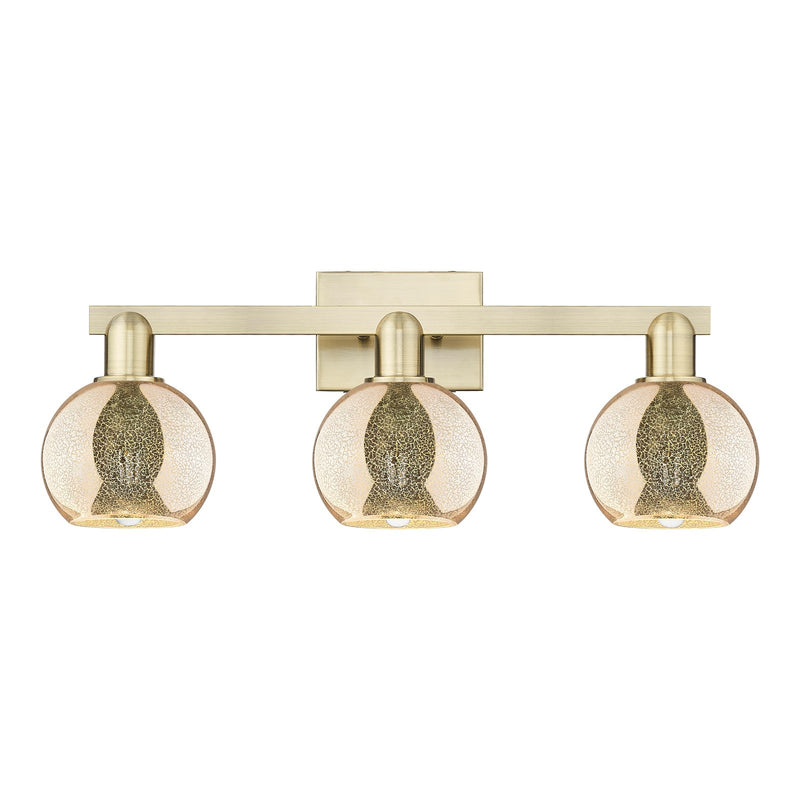 Innovations Athens 24in 3-Light Bath Vanity Light | Industrial Antique Brass and Mercury Glass | Bathroom Vanity | 23.88 x 10.12 | Model 716-3W-AB-G128-6