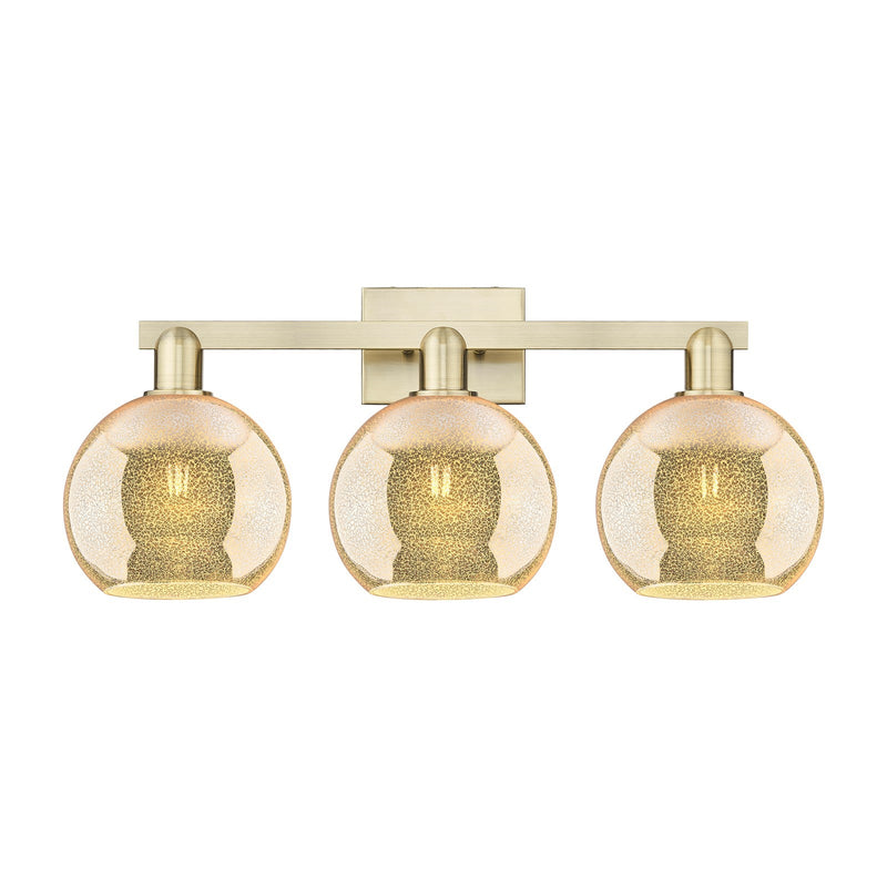 Innovations Athens 27in 3-Light Bath Vanity Light | Industrial Antique Brass Steel and Mercury Glass | Bathroom Vanity | 27 x | Model 716-3W-AB-G128-8