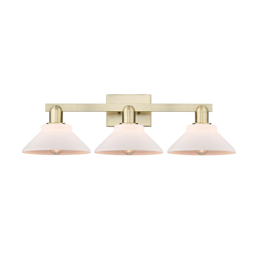 Innovations Orwell 27in 3-Light Bath Vanity Light | Industrial Antique Brass and Matte White Glass | Bathroom Vanity | 27.38 x 8.75 | Model 716-3W-AB-G131