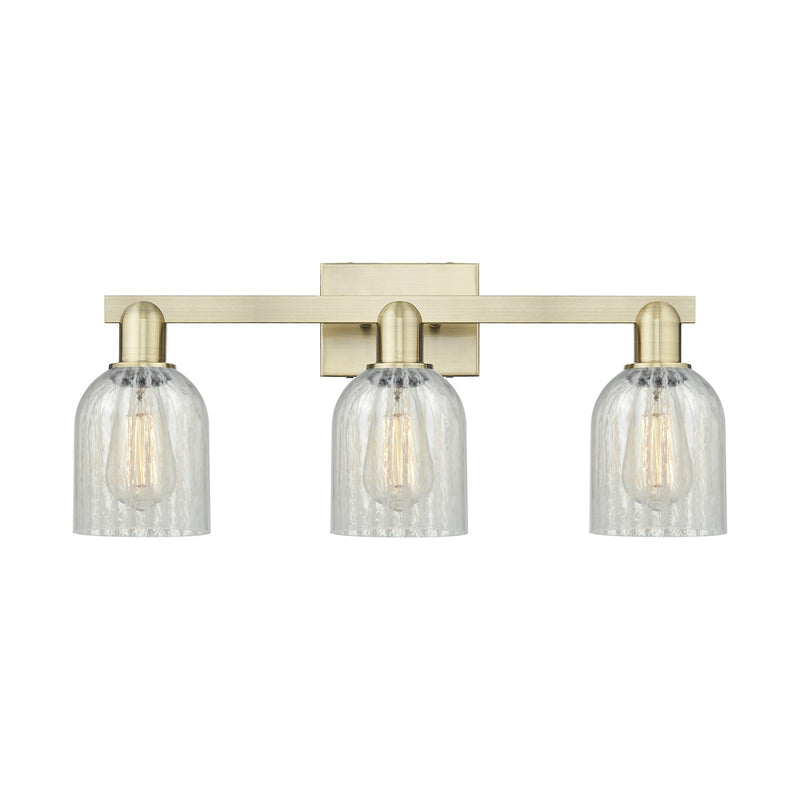 Innovations Caledonia 24in 3-Light Bath Vanity Light | Industrial Antique Brass and Mouchette Glass | Bathroom Vanity | 24 x 10.75 | Model 716-3W-AB-G2511