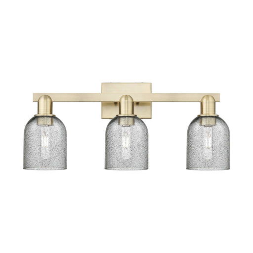 Innovations Lighting Caledonia 24in 3-Light Bath Vanity Light | Industrial Antique Brass and Charcoal Glass | Bathroom Vanity | 24 | Model 716-3W-AB-G257