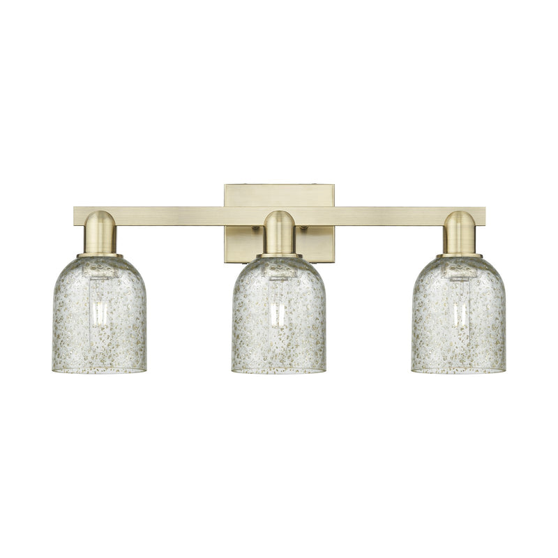 Innovations Lighting Caledonia 24in 3-Light Bath Vanity Light | Industrial Antique Brass Steel and Mica Glass | Bathroom Vanity | Model 716-3W-AB-G259
