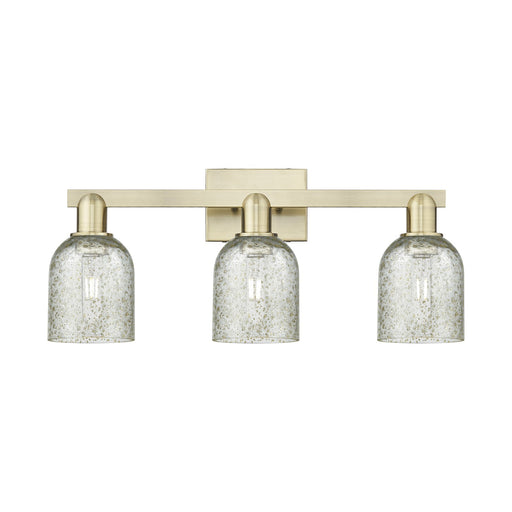 Innovations Lighting Caledonia 24in 3-Light Bath Vanity Light | Industrial Antique Brass Steel and Mica Glass | Bathroom Vanity | Model 716-3W-AB-G259