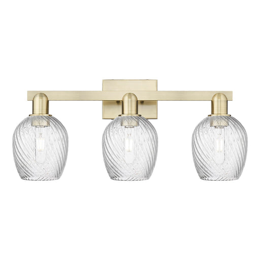 Innovations Salina 25in 3-Light Bath Vanity Light | Industrial Antique Brass and Clear Spiral Fluted Glass | Bathroom Vanity | Model 716-3W-AB-G292