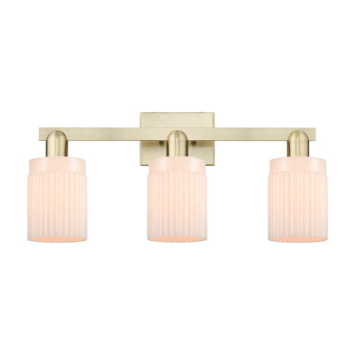 Innovations Hadley 24in 3-Light Bath Vanity Light | Industrial Antique Brass and Matte White Glass | Bathroom Vanity | 23.5 x 10.75 | Model 716-3W-AB-G341