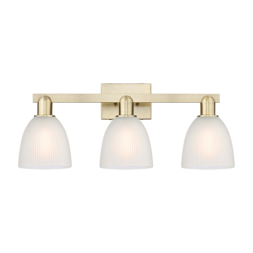 Innovations Castile 25in 3-Light Bath Vanity Light | Industrial Antique Brass and White Glass | Bathroom Vanity | 25 x 10.75 x 7.5 | Model 716-3W-AB-G381