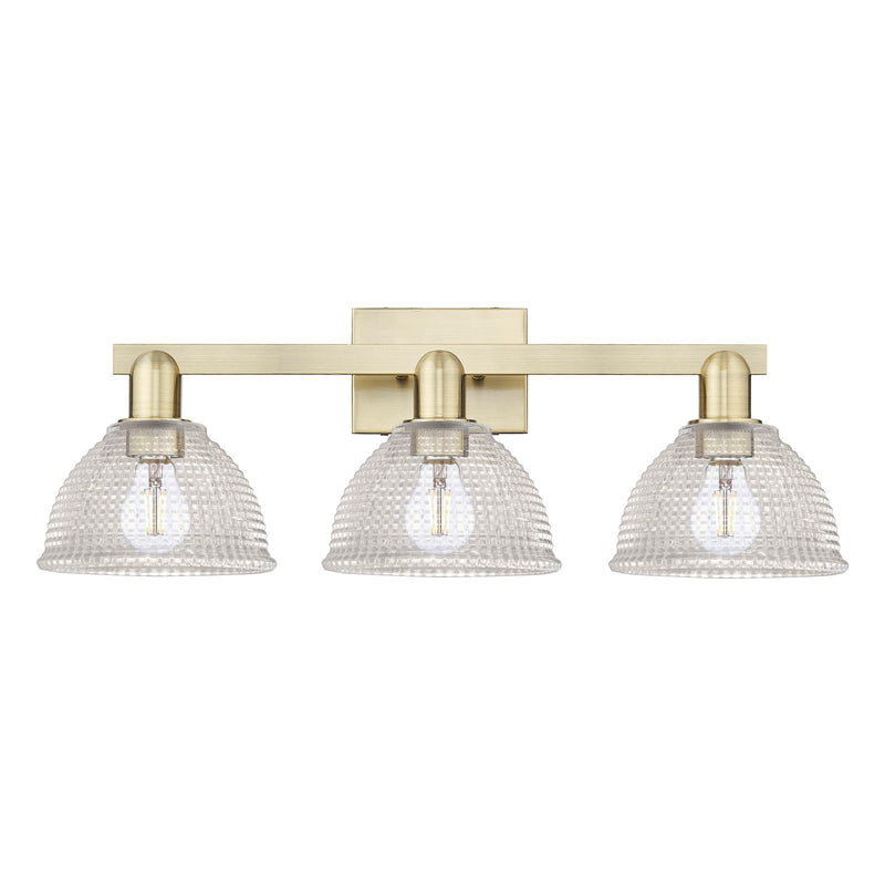 Innovations Arietta 27in 3-Light Bath Vanity Light | Industrial Antique Brass Steel and Clear Glass | Bathroom Vanity & Powder Room | Model 716-3W-AB-G422