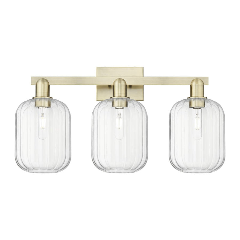 Innovations Preston 3Lt 26" Jar Bath, Antique Brass/Clear - 716-3W-AB-G460-7CL