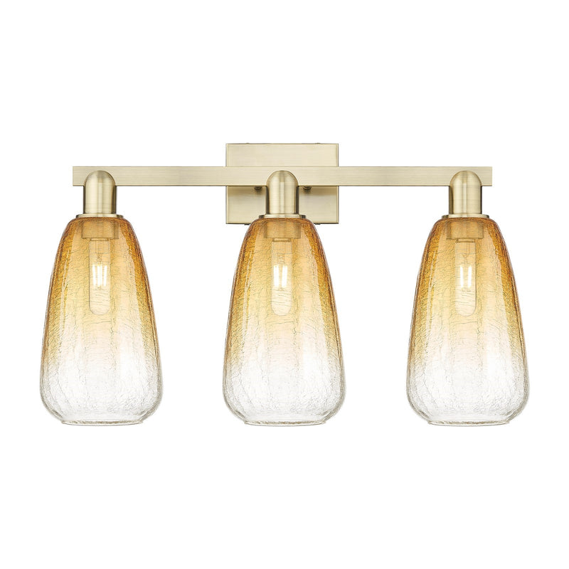Innovations Brookhaven Almond 25in 3-Light Bath Vanity | Industrial Antique Brass and Amber Glass | Bathroom Vanity Lighting | Model 716-3W-AB-G480-6AM
