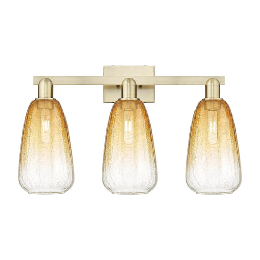 Innovations Brookhaven Almond 25in 3-Light Bath Vanity | Industrial Antique Brass and Amber Glass | Bathroom Vanity Lighting | Model 716-3W-AB-G480-6AM