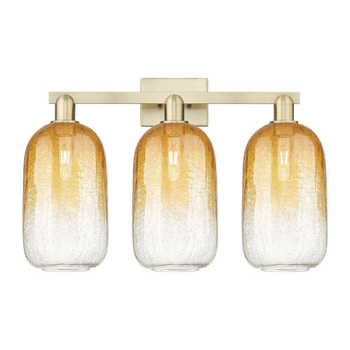 Innovations Brookhaven Cloche 26in 3-Light Bath Vanity Light | Industrial Antique Brass Steel and Amber Glass | Bathroom Vanity | Model 716-3W-AB-G482-7AM