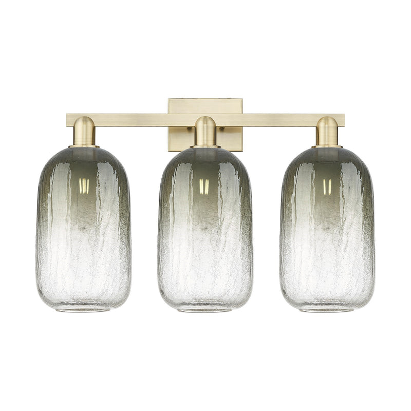Innovations Brookhaven Cloche 26in 3-Light Bath Vanity Light | Industrial Antique Brass Steel and Slate Glass | Bathroom Vanity | Model 716-3W-AB-G482-7SL