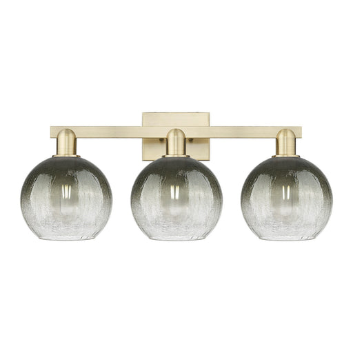 Innovations Brookhaven Globe 27in 3-Light Bath Vanity Light | Industrial Antique Brass and Slate Glass | Damp Rated Bathroom | Model 716-3W-AB-G483-8SL
