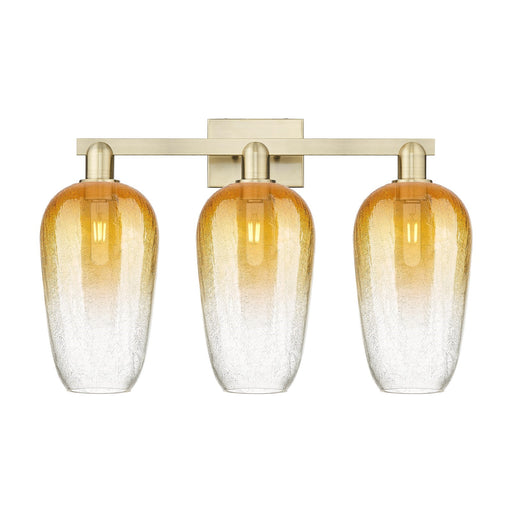Innovations Brookhaven Flute 26in 3-Light Bath Vanity Light | Industrial Antique Brass Steel and Amber Glass | Bathroom Vanity | Model 716-3W-AB-G484-7AM