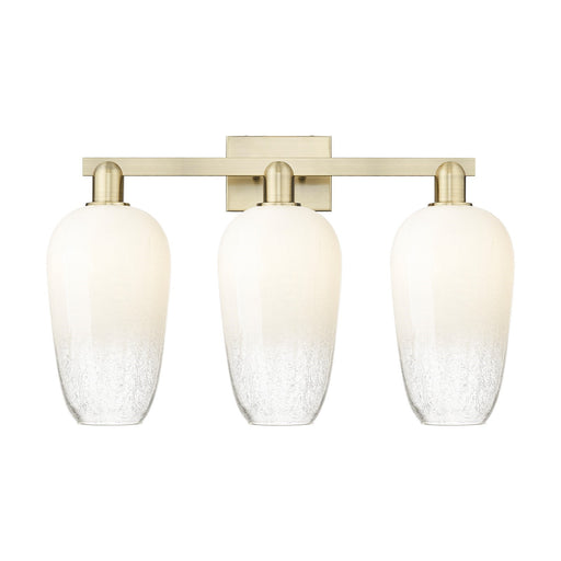 Innovations Brookhaven Flute 26in 3-Light Bath Vanity Light | Industrial Antique Brass Steel and Opal Glass | Damp Rated | Model 716-3W-AB-G484-7OP