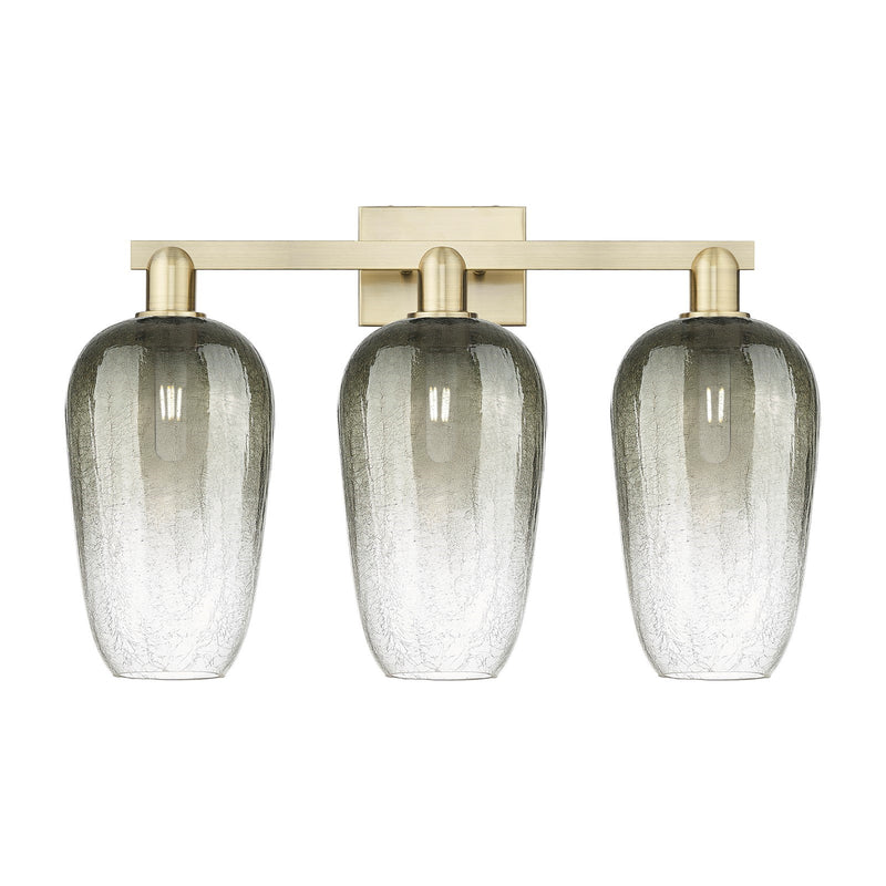 Innovations Brookhaven Flute 26in 3-Light Bath Vanity | Industrial Antique Brass Steel and Slate Glass | Bathroom Vanity | 26 x | Model 716-3W-AB-G484-7SL