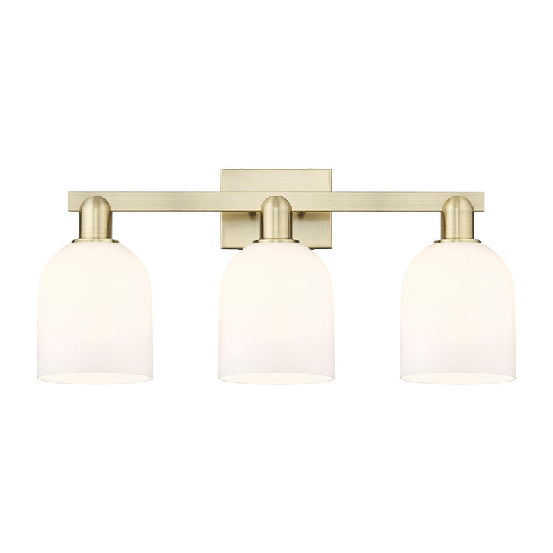 Innovations Bella 25in 3-Light Bath Vanity Light | Industrial Antique Brass and White Glass | Bathroom Vanity | 24.5 x 11.25 x | Model 716-3W-AB-G558-6GWH