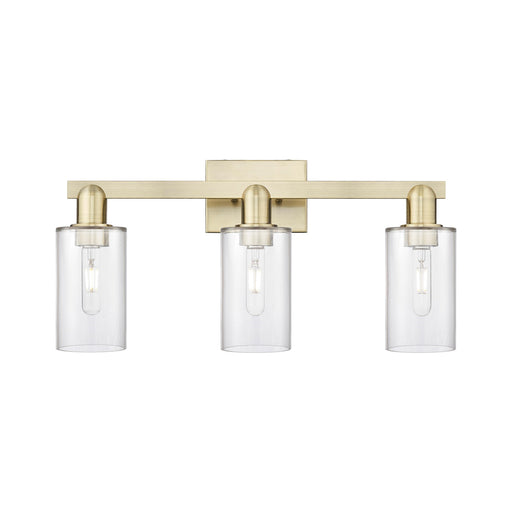 Innovations Clymer 23in 3-Light Bath Vanity Light | Industrial Antique Brass and Clear Glass | Bathroom Vanity | 22.88 x 10.62 x | Model 716-3W-AB-G802