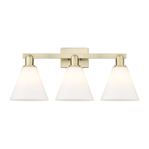 Innovations Berkshire Glass 26in 3-Light Bath Vanity Light | Industrial Antique Brass and Matte White Glass | Bathroom Vanity | Model 716-3W-AB-GBC-81