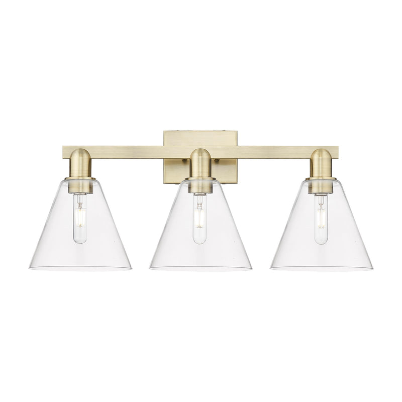 Innovations Berkshire Glass 26in 3-Light Bath Vanity Light | Industrial Antique Brass and Clear Glass | Bathroom Vanity | 26 x | Model 716-3W-AB-GBC-82