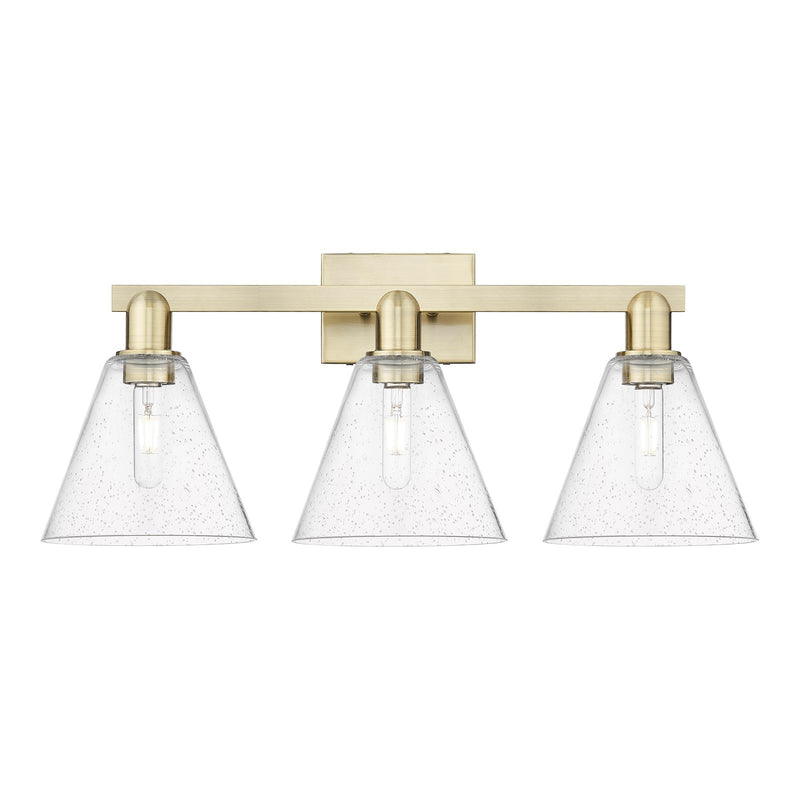 Innovations Berkshire 26in 3-Light Bath Vanity Light | Industrial Antique Brass Steel and Seedy Glass | Bathroom Vanity | 26 x | Model 716-3W-AB-GBC-84