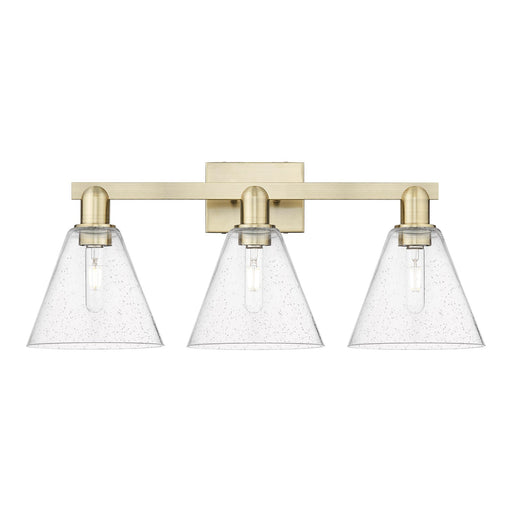 Innovations Berkshire 26in 3-Light Bath Vanity Light | Industrial Antique Brass Steel and Seedy Glass | Bathroom Vanity | 26 x | Model 716-3W-AB-GBC-84