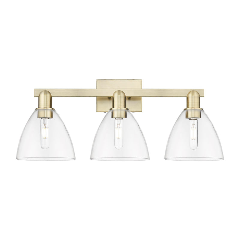 Innovations Bristol 27in 3-Light Bath Vanity Light | Industrial Antique Brass Steel and Clear Glass | Bathroom Vanity | 26.5 x | Model 716-3W-AB-GBD-752
