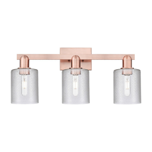 Innovations Cobbleskill 24in 3-Light Bath Vanity Light | Industrial Antique Copper Steel and Clear Glass | Bathroom Vanity & Powder | Model 716-3W-AC-G112